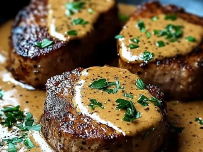 Medaglioni di maiale teneri in salsa di senape e panna