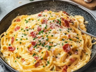Pasta all’uovo con pancetta e parmigiano