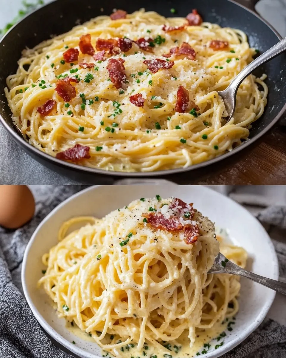 Pasta all'uovo con pancetta e parmigiano