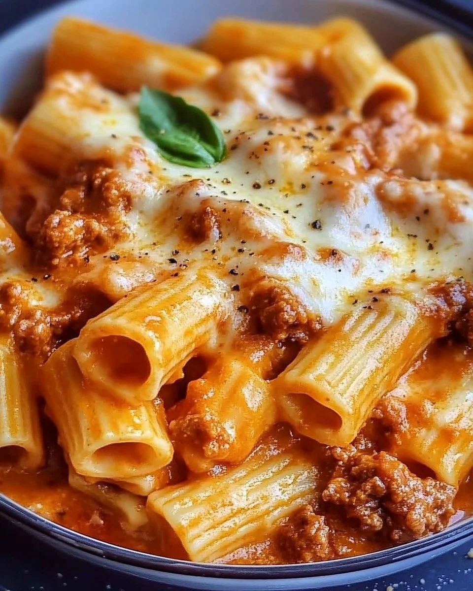 Rigatoni con besciamella, ragù bolognese e provola