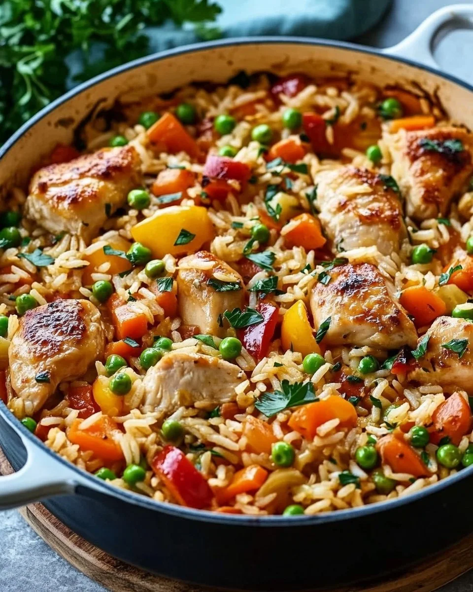 Tortino di riso colorato con verdure e pollo