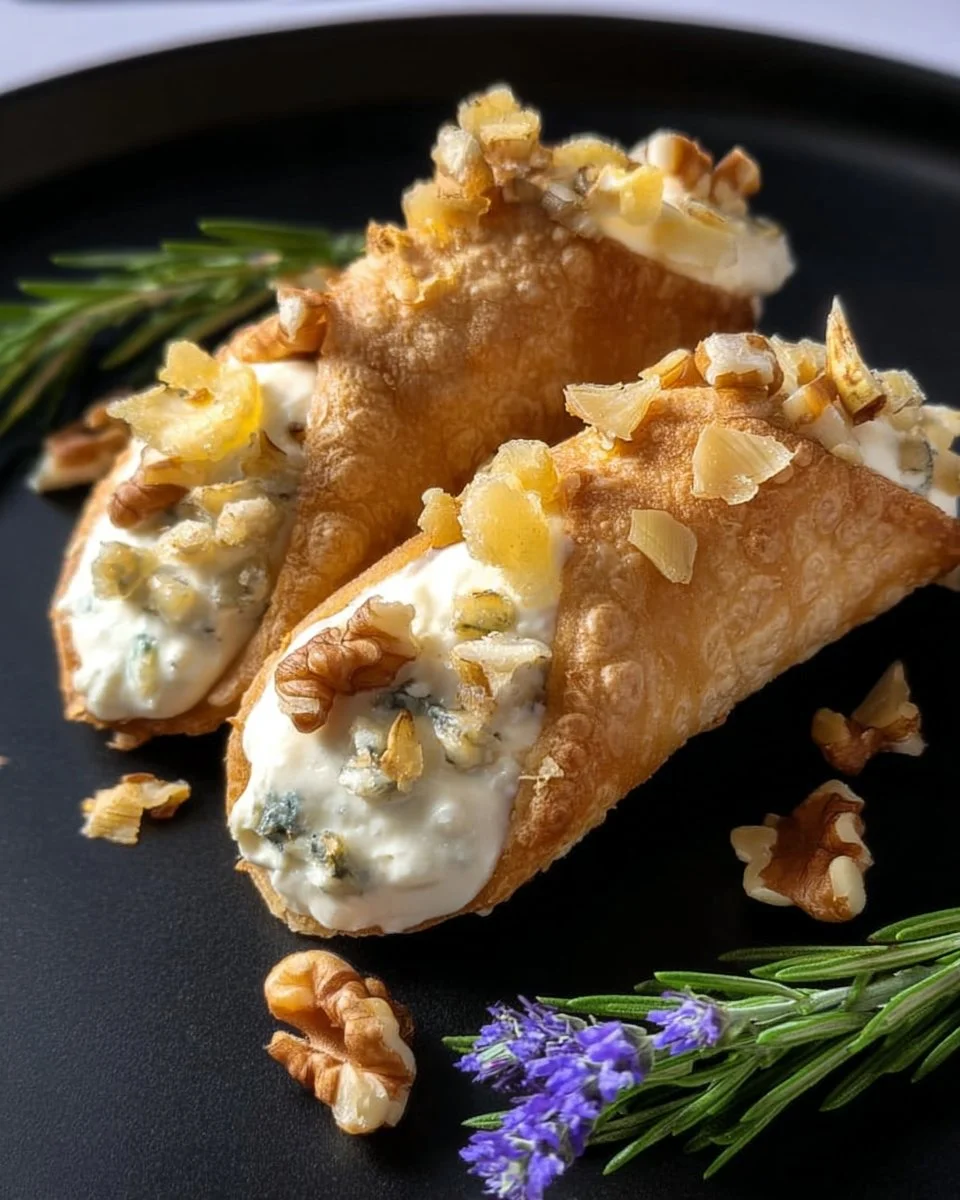 Cannoli di pane con gorgonzola e noci