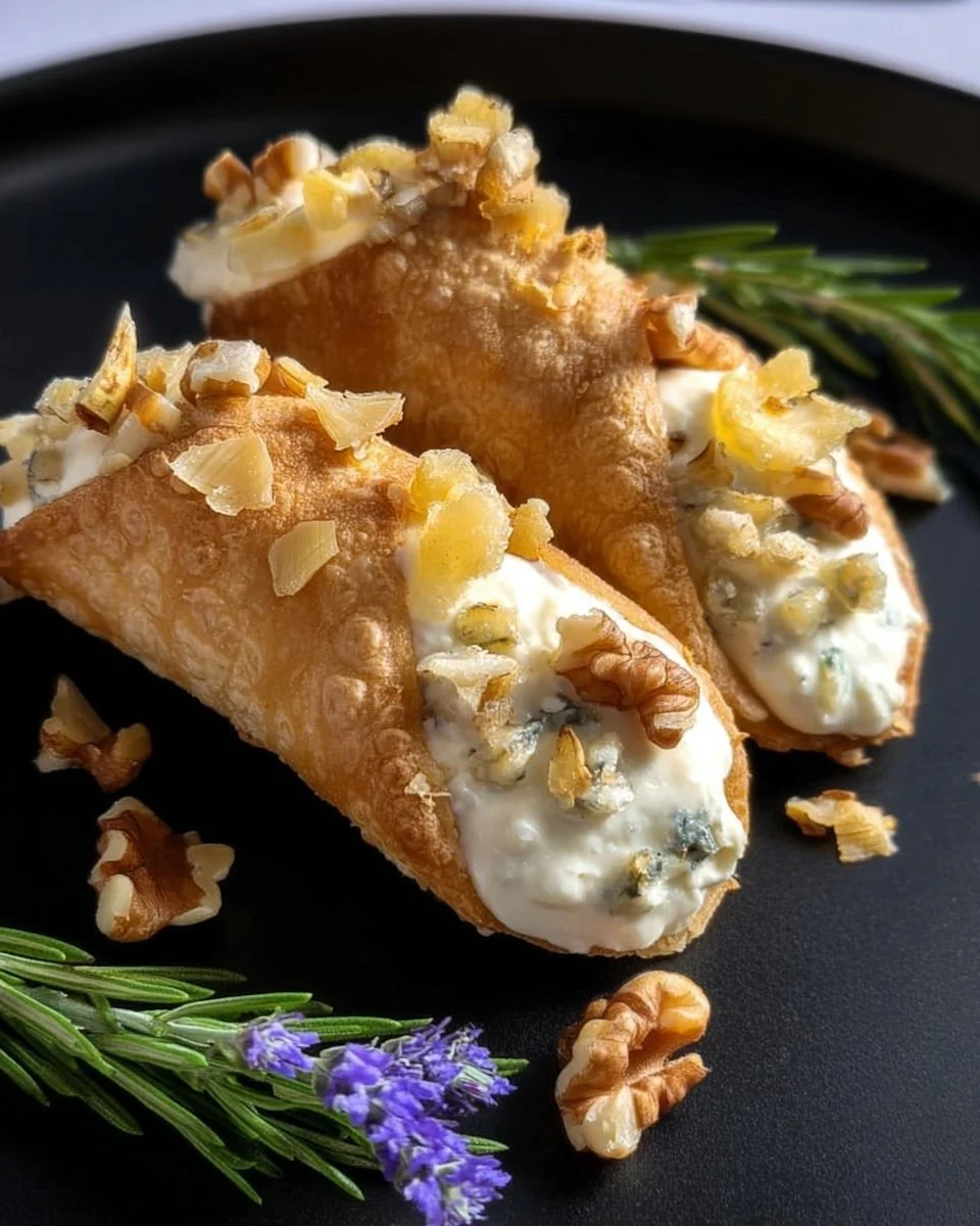 Cannoli di pane con gorgonzola e noci