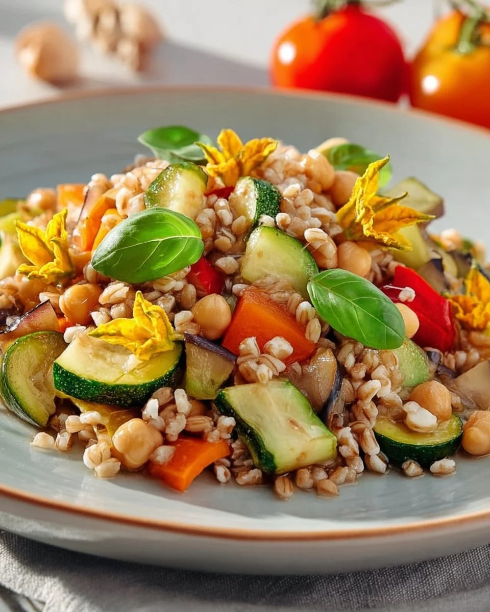 Insalata di farro con ceci e verdure estive