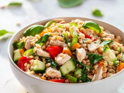 Insalata di farro con pollo e verdure