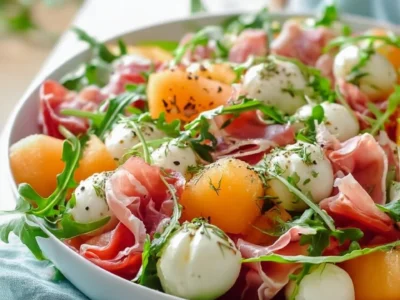 Insalata di melone con prosciutto di pollo