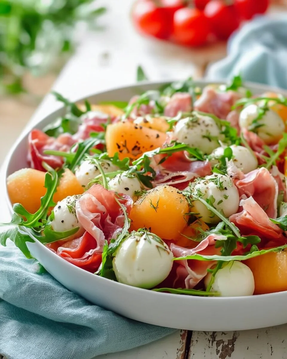 Insalata di melone con prosciutto di pollo