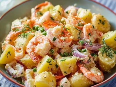 Insalata di patate con totani e gamberi