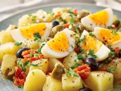 Insalata di Patate Sfiziosa con Pomodori Secchi, Uova e Olive
