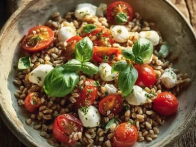 Insalata Fredda di Farro con Pomodorini, Mozzarella e Basilico