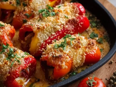 Involtini di peperoni alla siciliana gratinati
