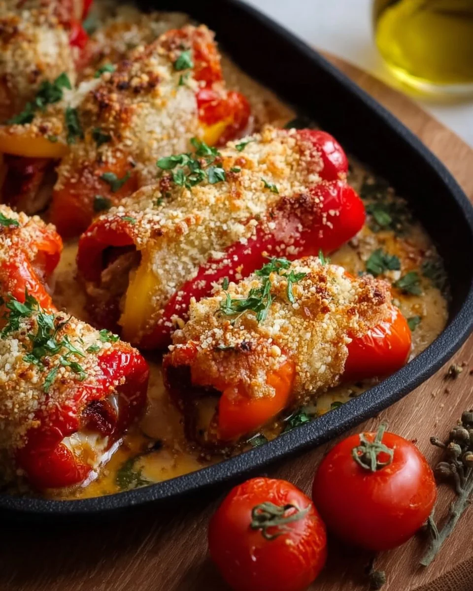 Involtini di peperoni alla siciliana gratinati