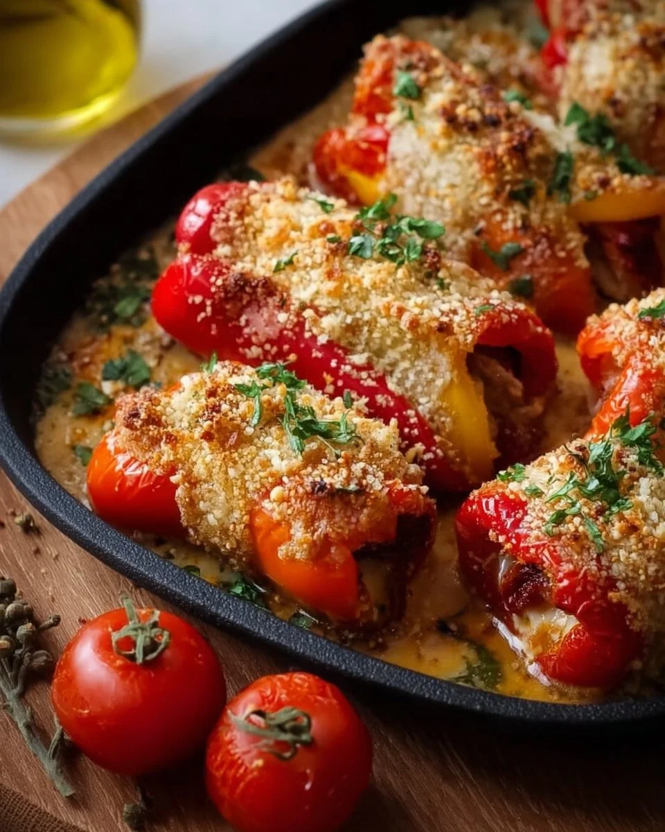 Involtini di peperoni alla siciliana gratinati