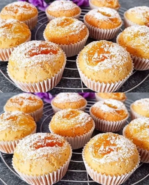 MUFFINS with jam, soft and fluffy