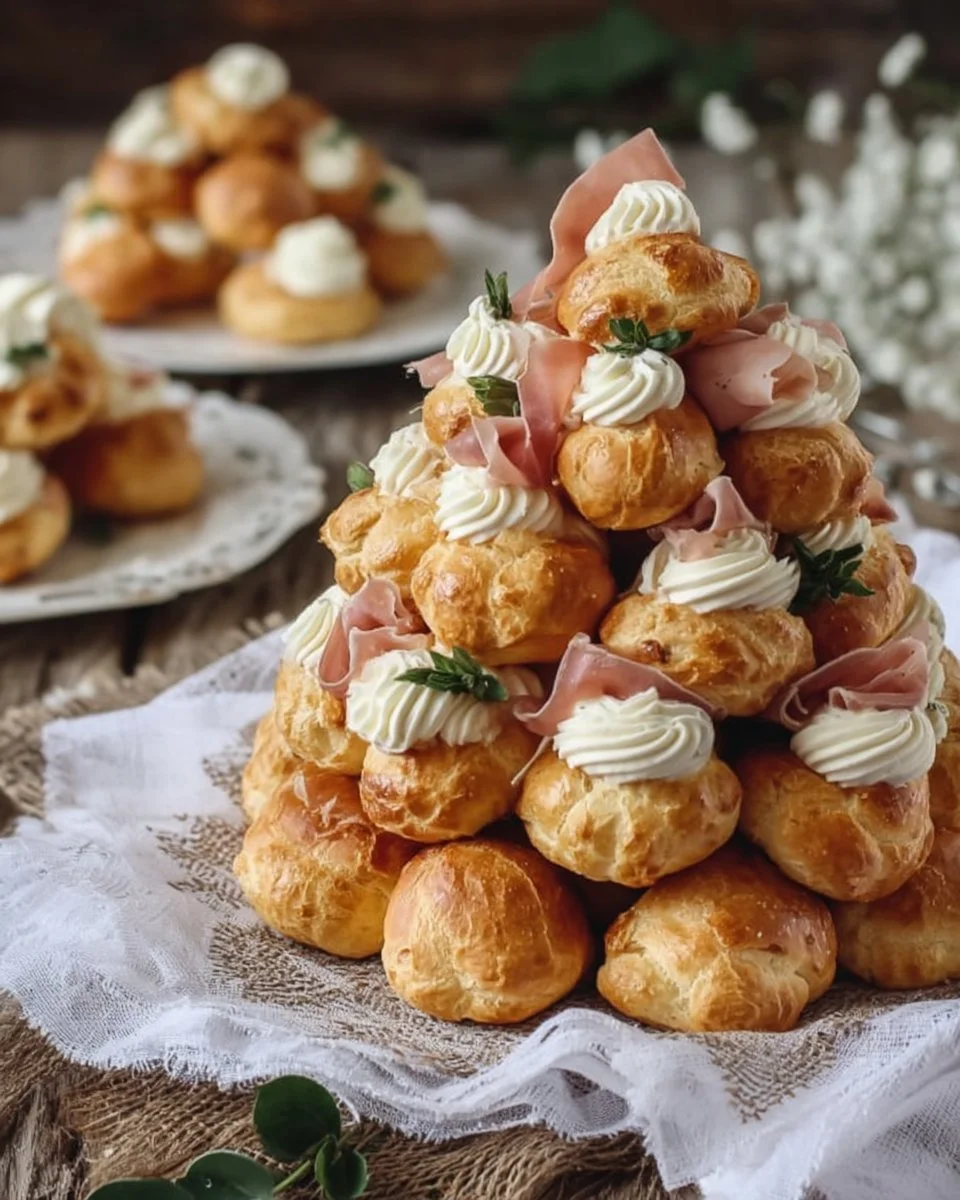 Profiterole Salato con Prosciutto e Formaggio Cremoso