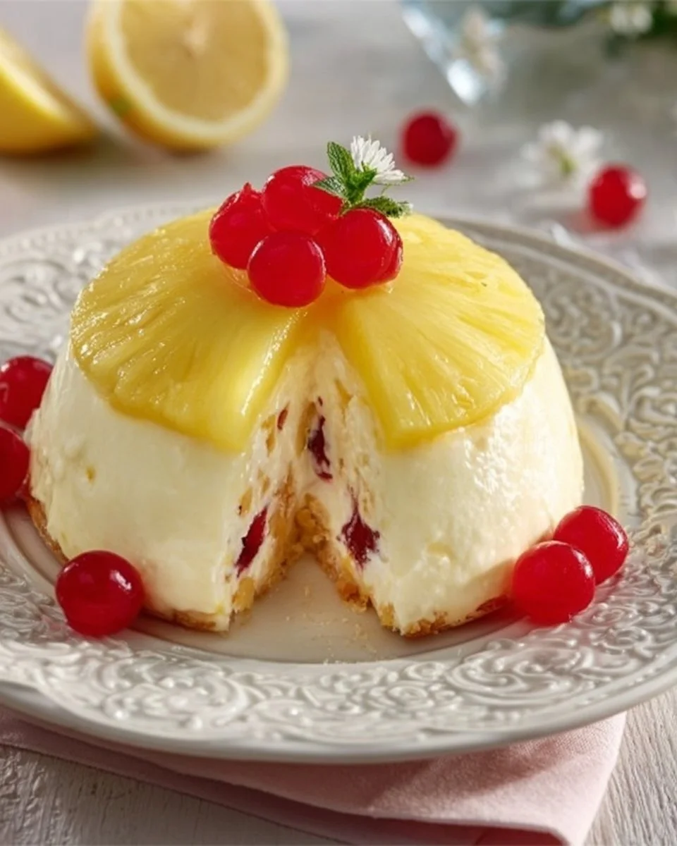 Semifreddo all'ananas con ciliegie candite