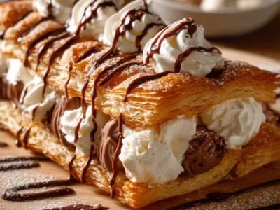 Tronchetto di sfoglia panna e Nutella