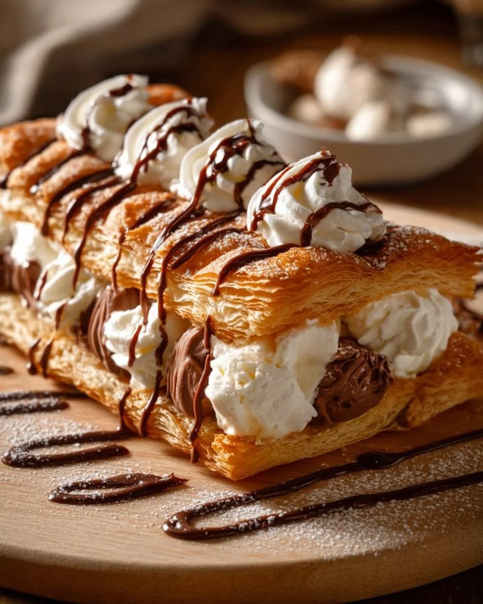 Tronchetto di sfoglia panna e Nutella