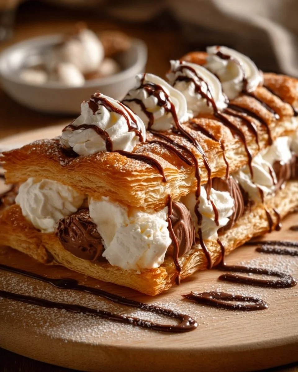 Tronchetto di sfoglia panna e Nutella