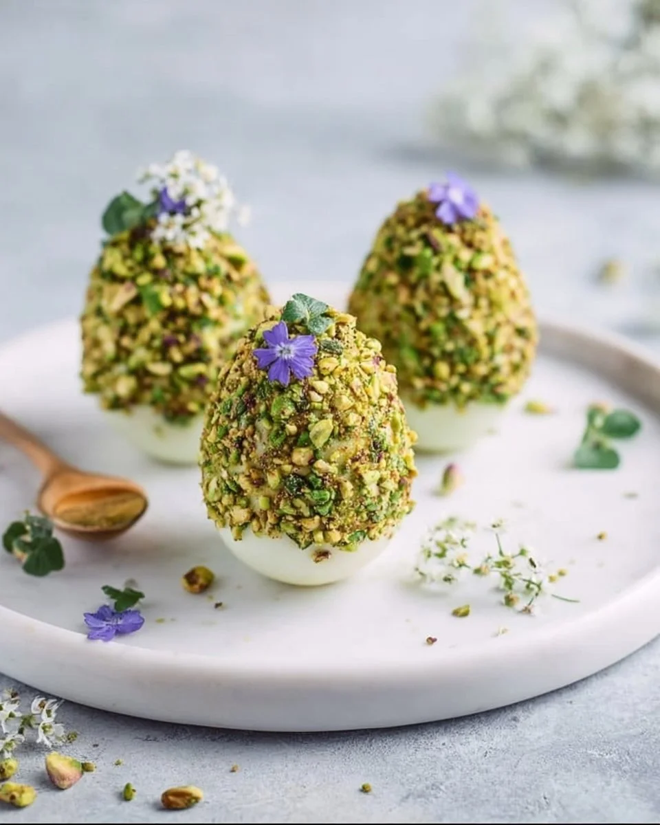 Uova di Ricotta alle Erbe con Pistacchi Croccanti