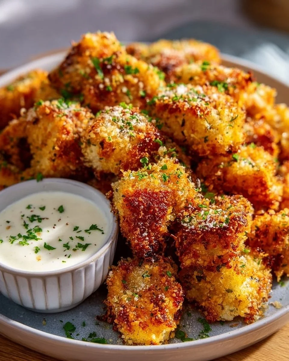 Bocconcini di pollo croccanti all'aglio e parmigiano in friggitrice ad aria