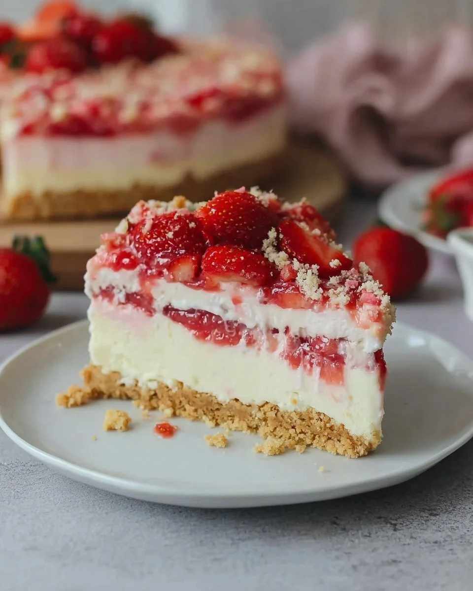Cheesecake alle fragole croccanti