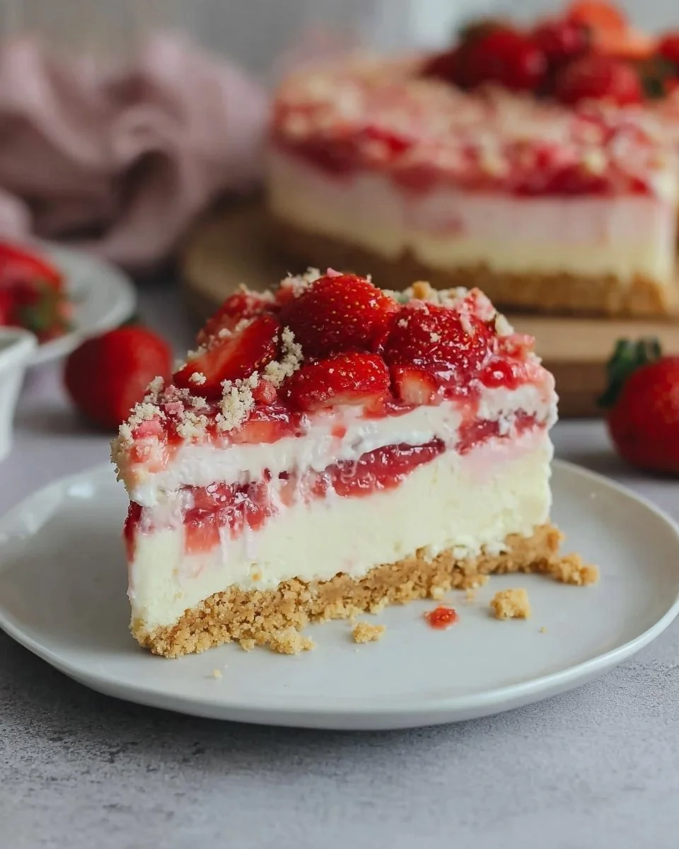 Cheesecake alle fragole croccanti
