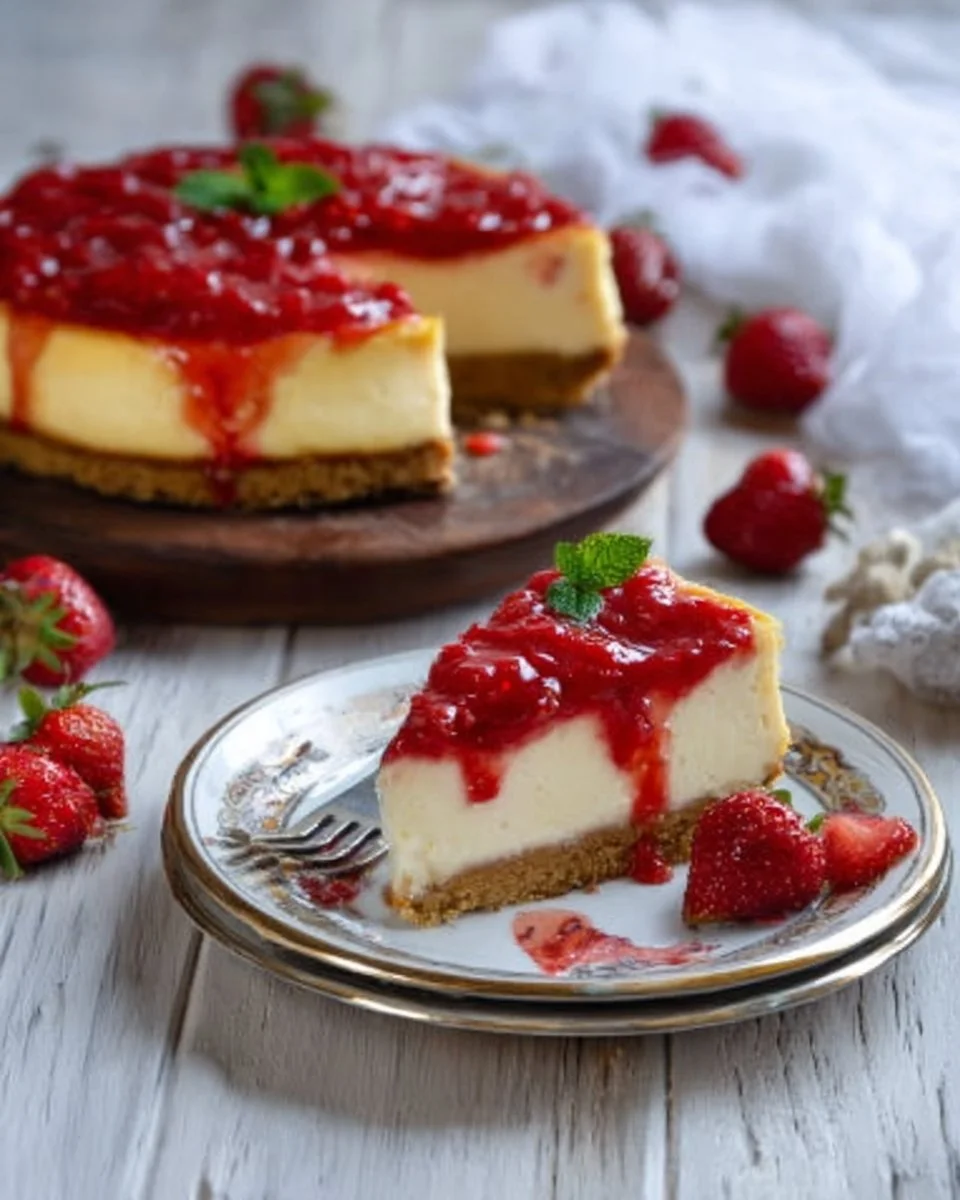 Cheesecake cotta al forno con crema di ricotta e fragole
