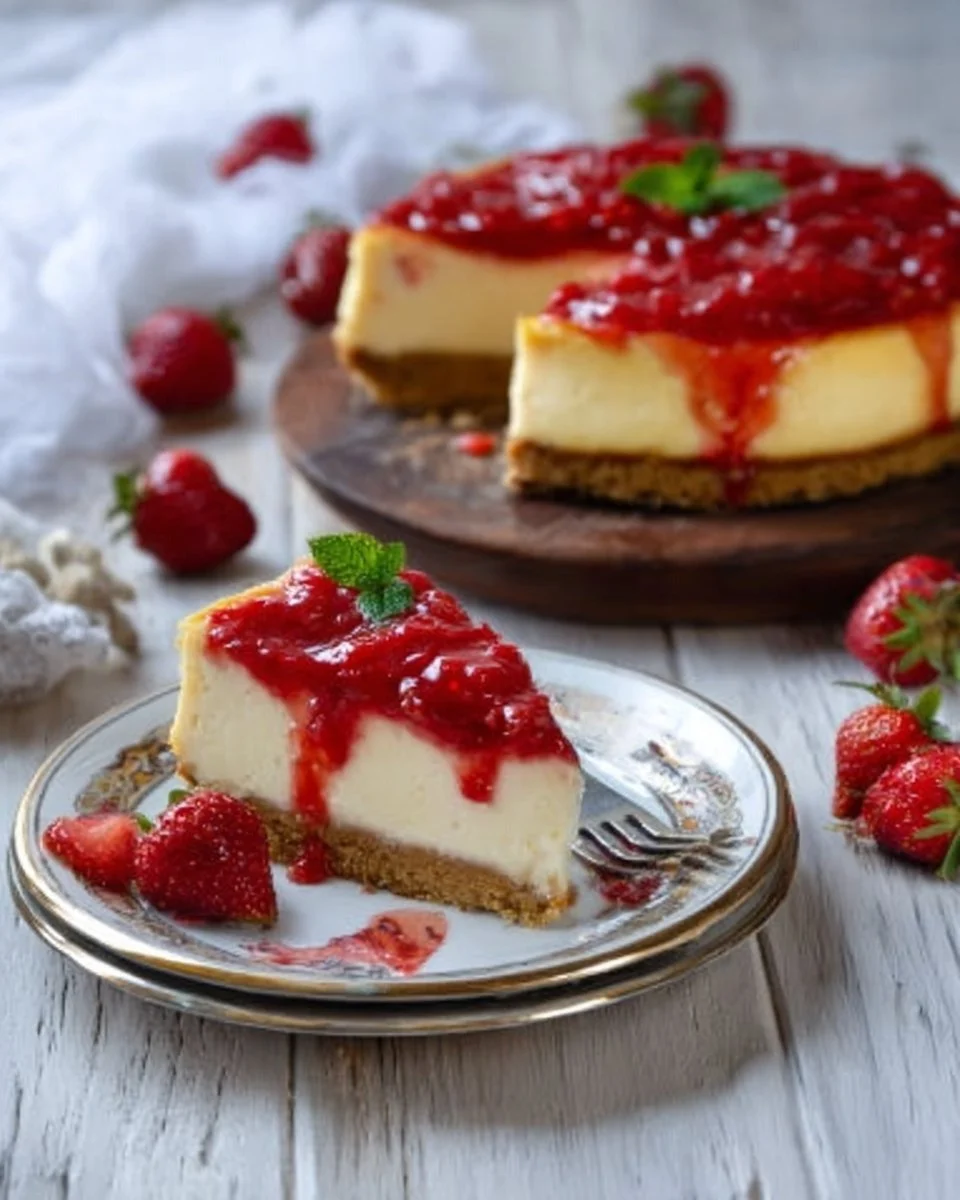 Cheesecake cotta al forno con crema di ricotta e fragole