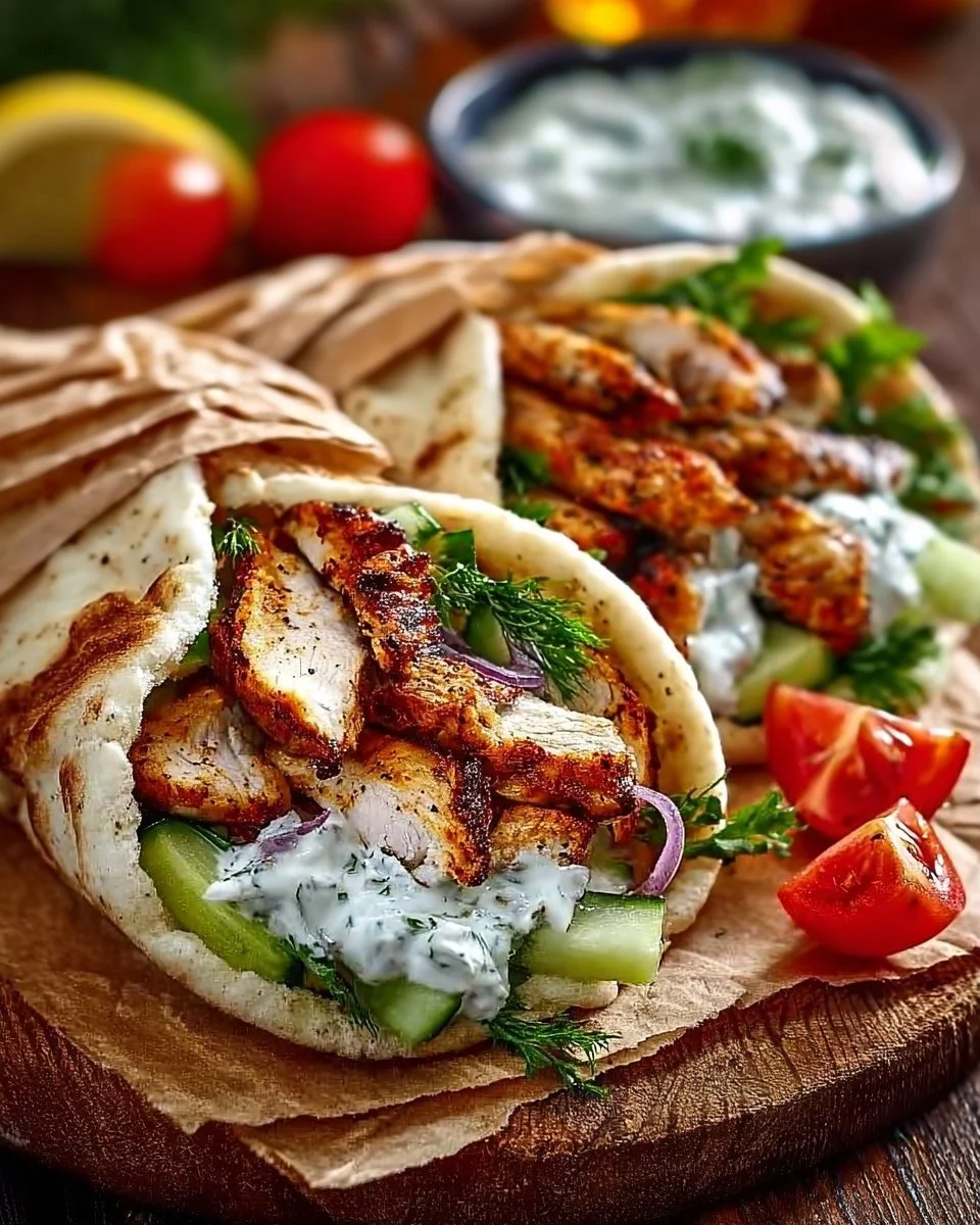 Chicken Gyros Mediterranei con Feta Tzatziki