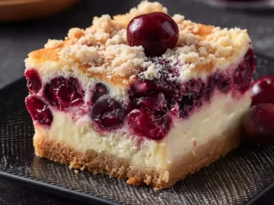 Crostata di formaggio con ciliegie e briciole