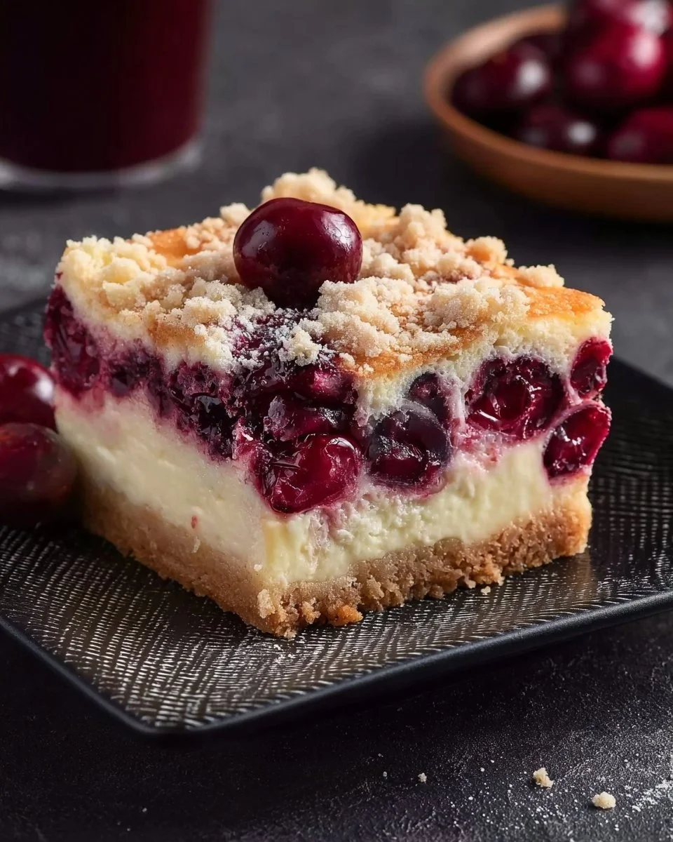Crostata di formaggio con ciliegie e briciole