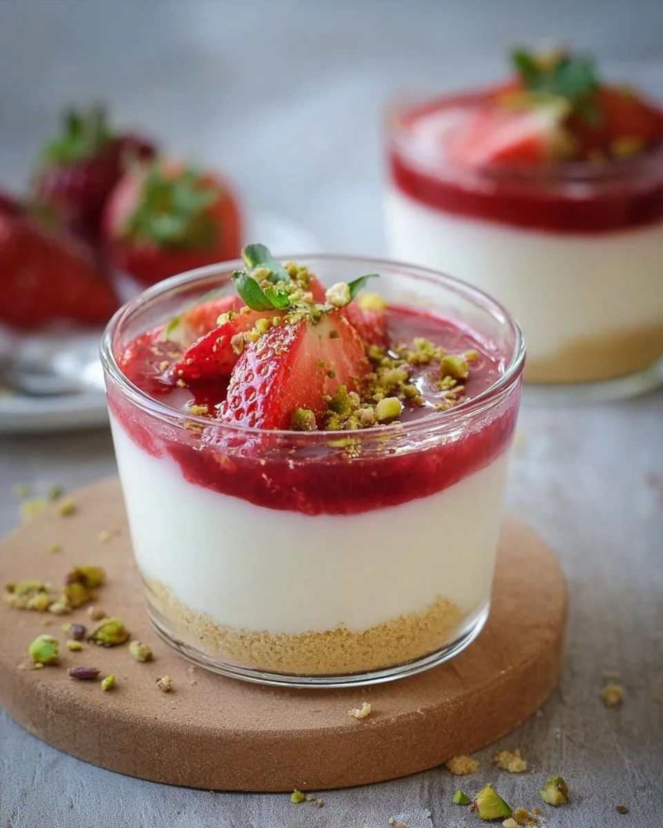 Dessert di fragole nel bicchiere