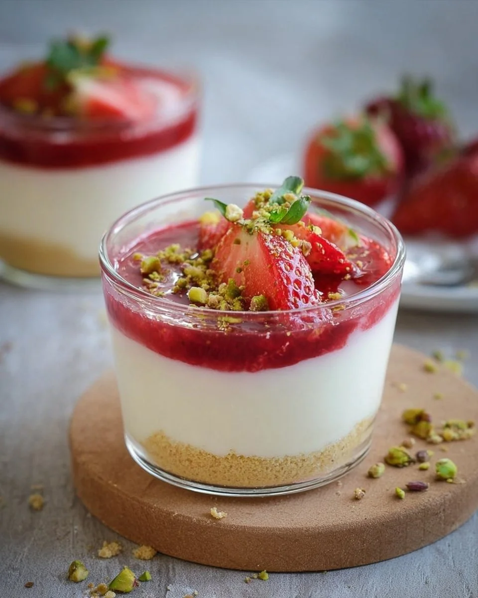 Dessert di fragole nel bicchiere
