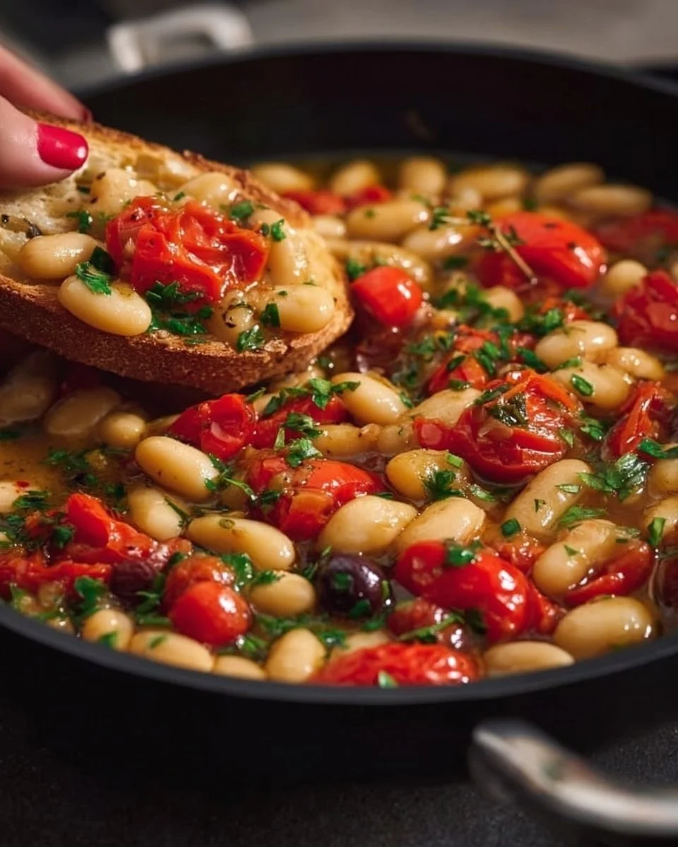 Fagioli Cannellini con Pomodorini e Olive Taggiasche