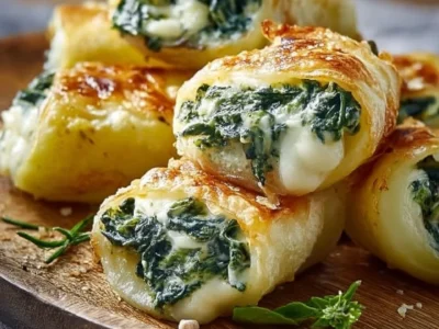 Fagottini di patate con spinaci e formaggio cremoso