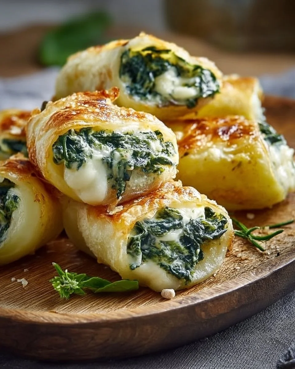 Fagottini di patate con spinaci e formaggio cremoso