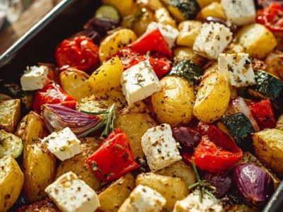 Feta e patate con verdure al forno
