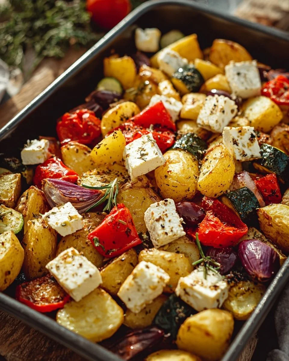 Feta e patate con verdure al forno