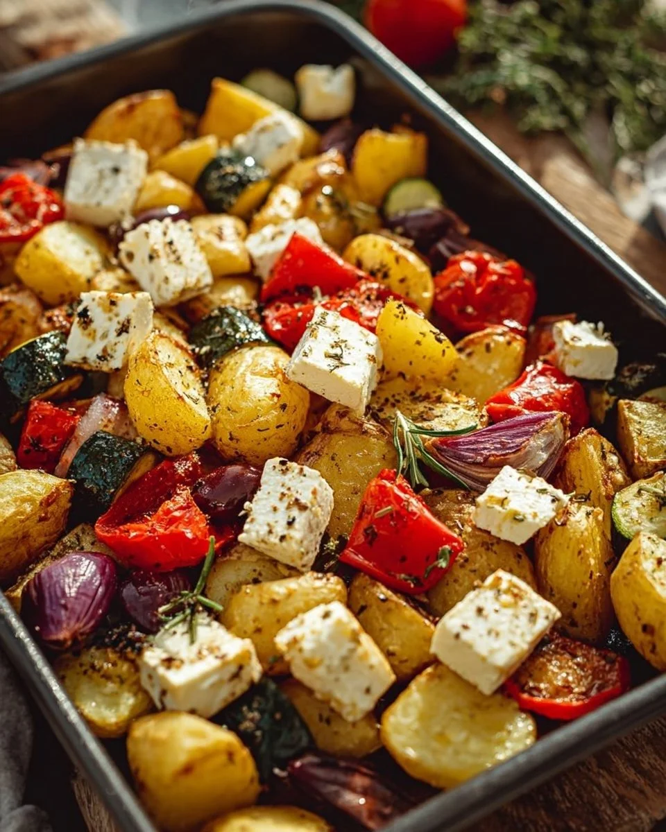 Feta e patate con verdure al forno