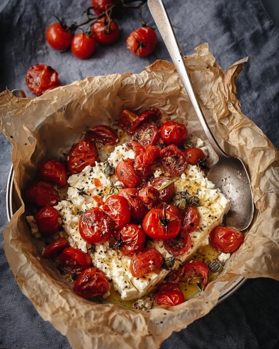 Feta gratinata nell’Airfryer con pomodori e cipolle