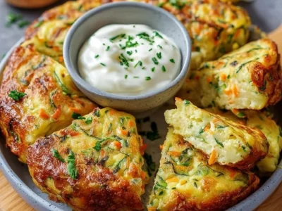 Frittelle di verdure con salsa alle erbe