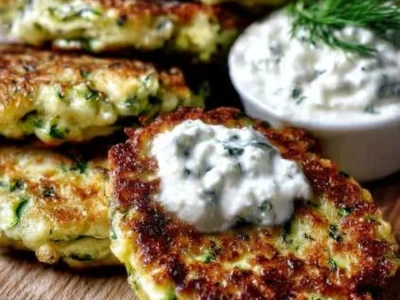 Frittelle di zucchine con feta e tzatziki