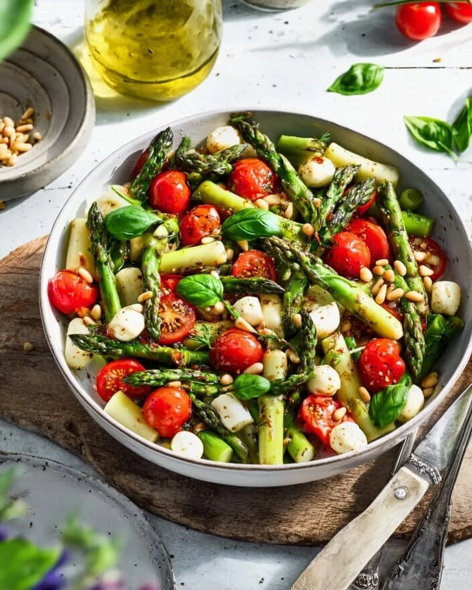 Insalata di Asparagi Verdi con Pomodori e Mozzarella