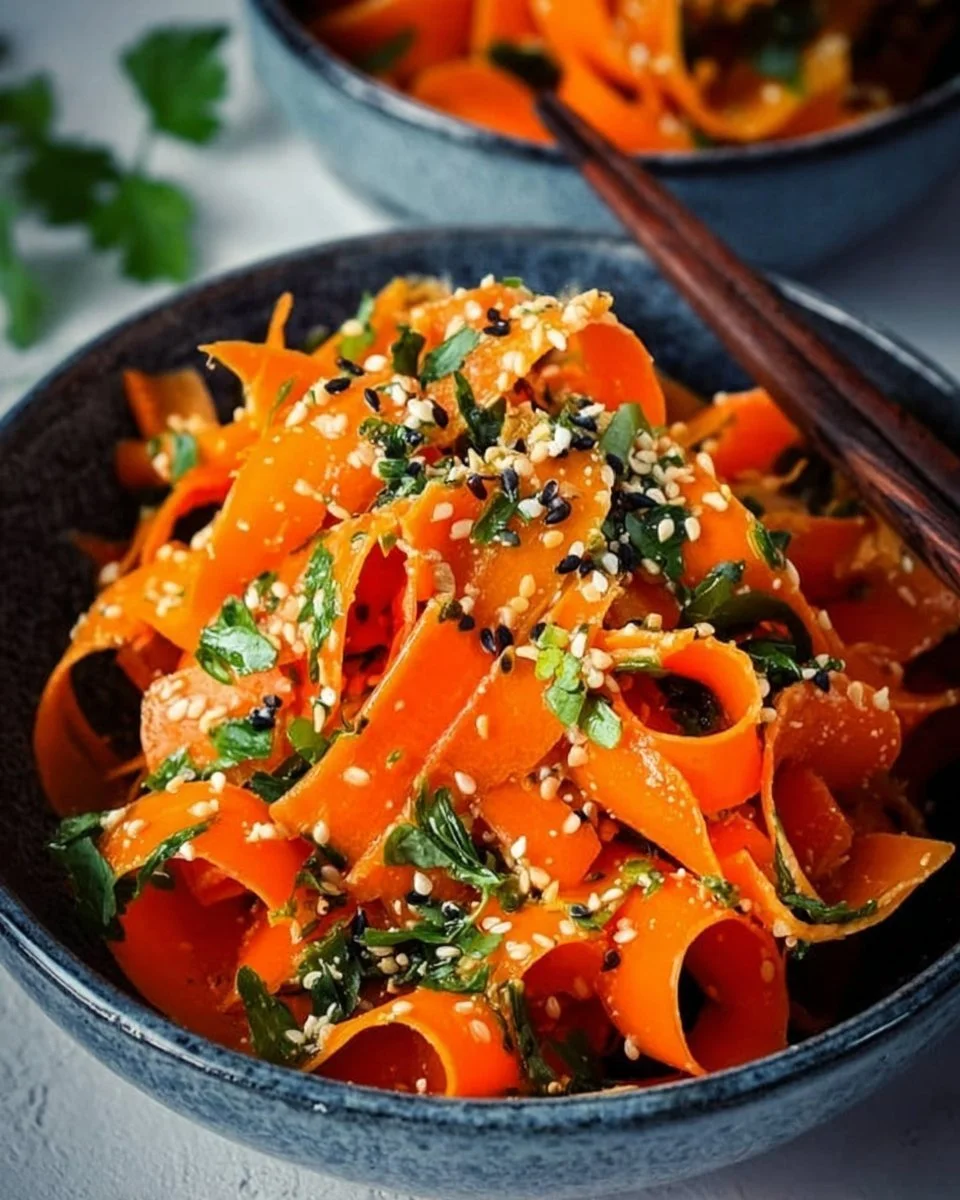 Insalata di carote con dressing di zenzero e sesamo