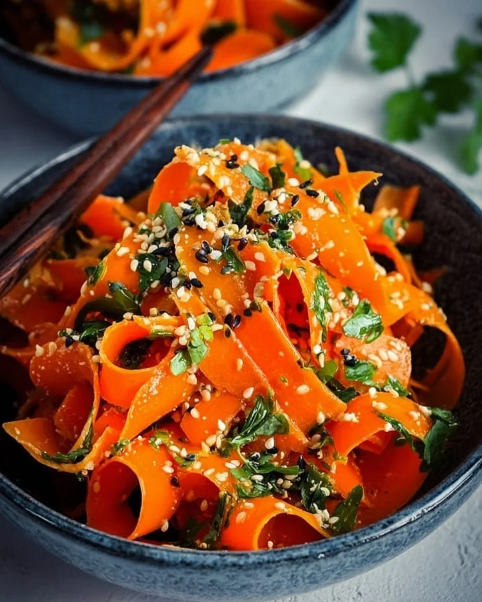 Insalata di carote con dressing di zenzero e sesamo