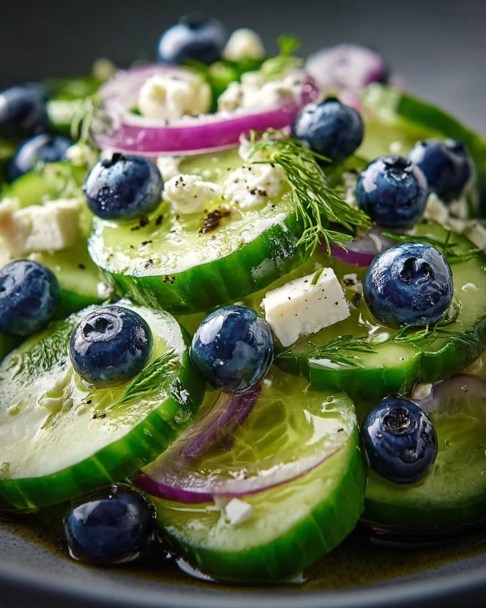 Insalata di cetrioli e mirtilli freschi