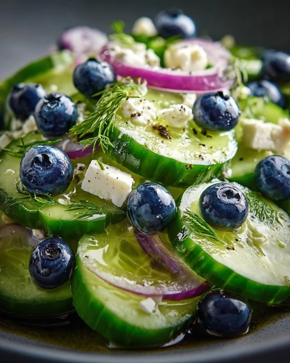 Insalata di cetrioli e mirtilli freschi