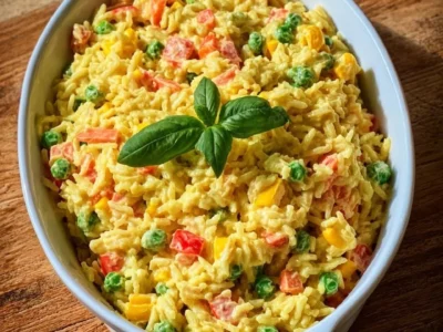 Insalata di riso colorata con curry