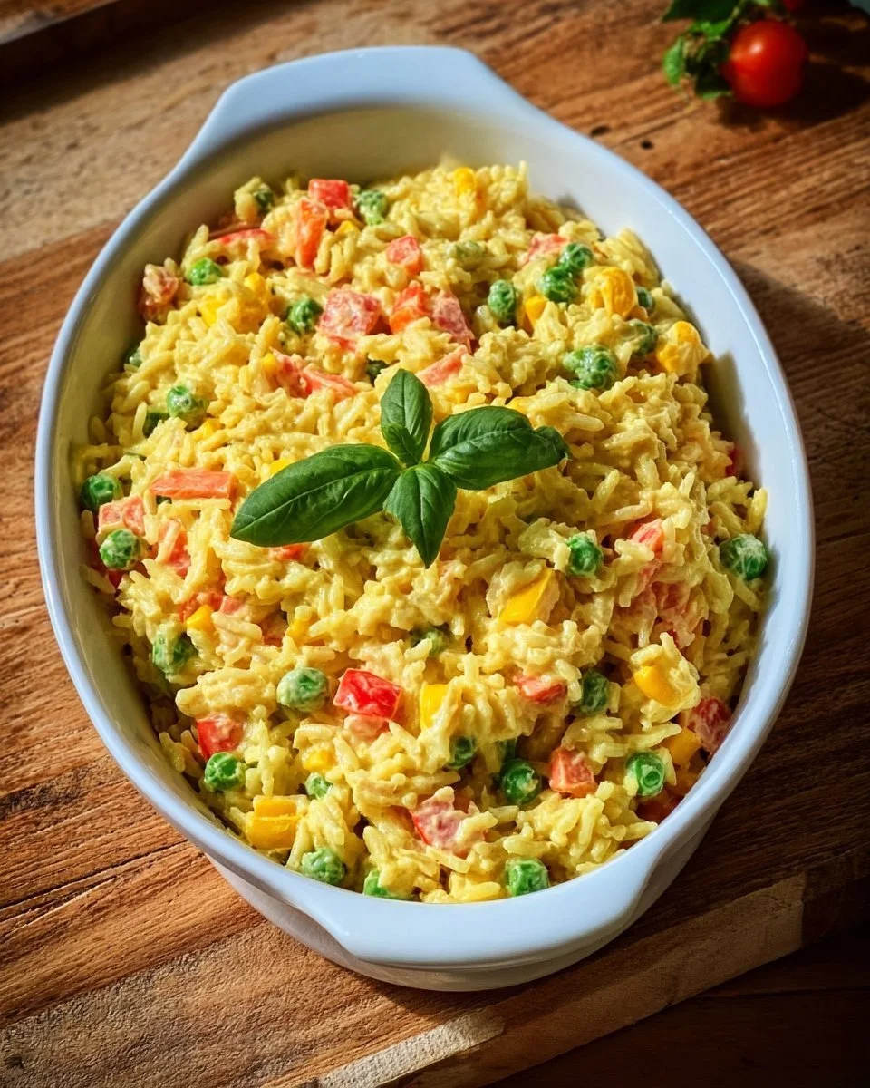 Insalata di riso colorata con curry